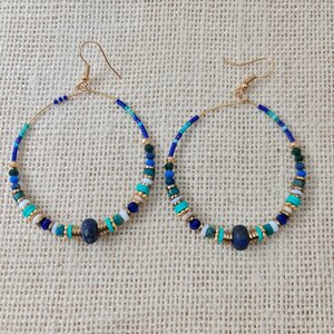 Boucles d'oreilles créoles 
Lapis-lazuli